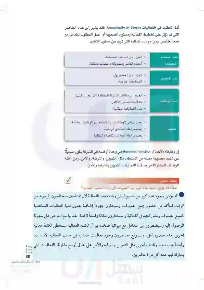 2.1 التعامل مع التعقيد وعدم اليقين في الفعاليات