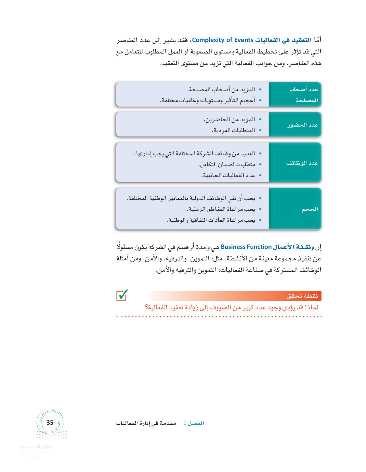 2.1 التعامل مع التعقيد وعدم اليقين في الفعاليات