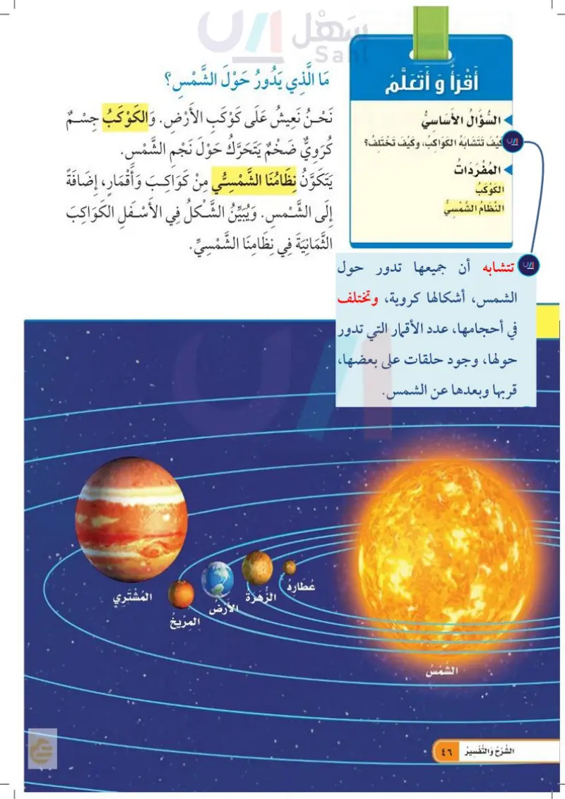 الدرس الثاني: النظام الشمسي
