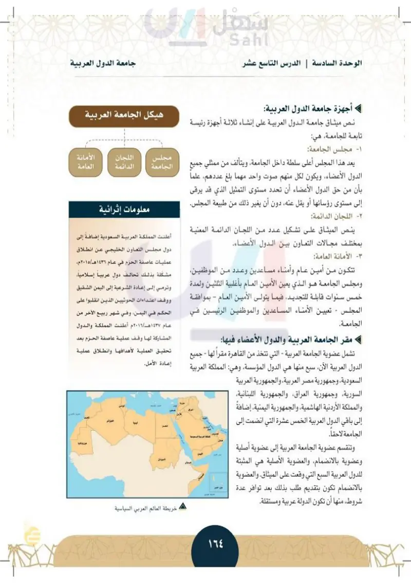 الدرس الرابع عشر: جامعة الدول العربية