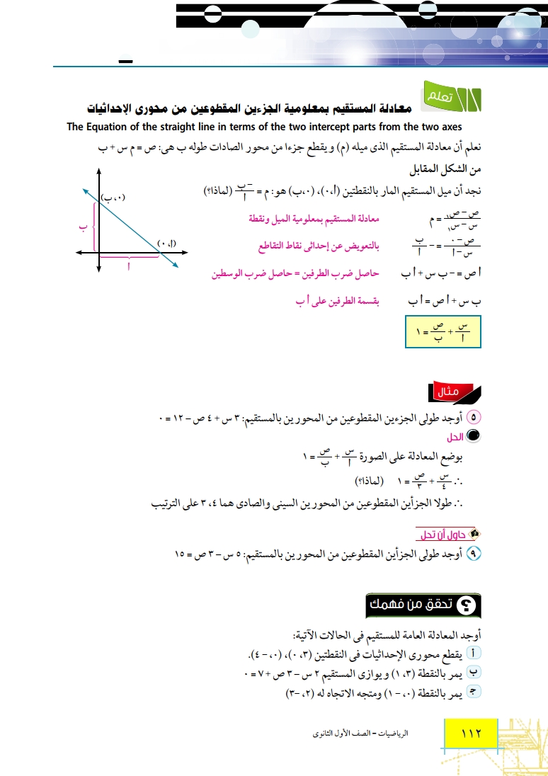4-2: معادلة الخط المستقيم