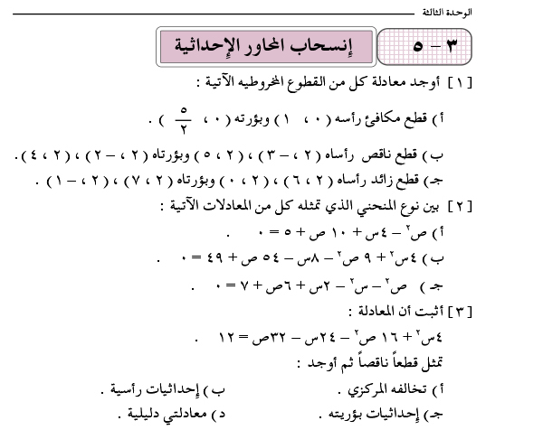 3-5 إنسحاب المحاور الإحداثية