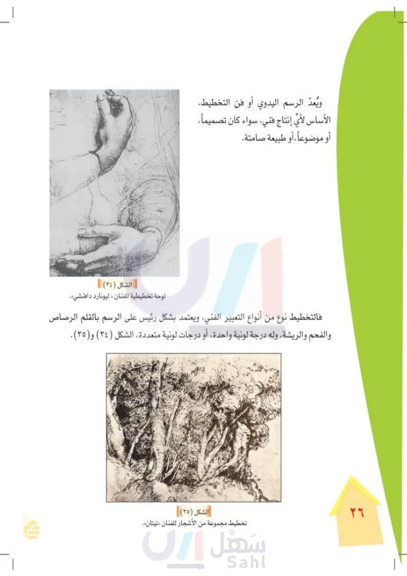السداد للتعديل يشهد  رسم أوراق الشجر - التربية الفنية - رابع ابتدائي - المنهج السعودي