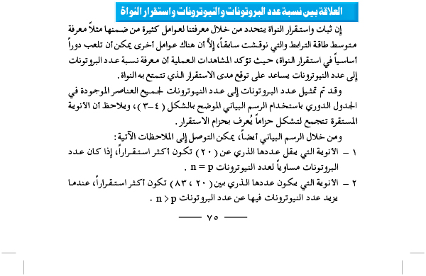 العلاقة بين نسبة عدد البروتونات والنيوترونات واستقرار النواة