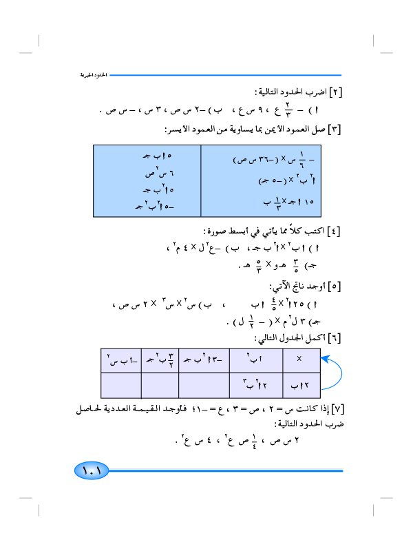 4-3 ضرب الحدود الجبرية