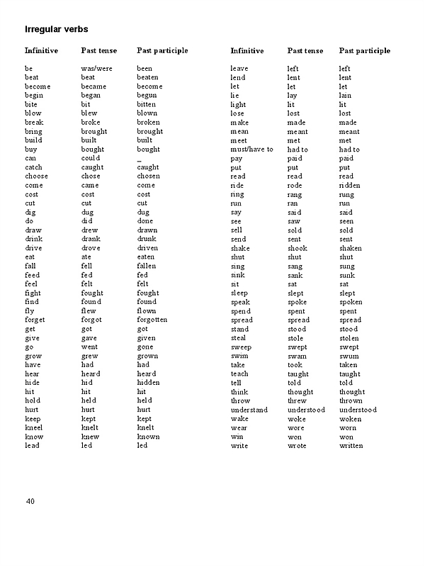 Irregular verbs