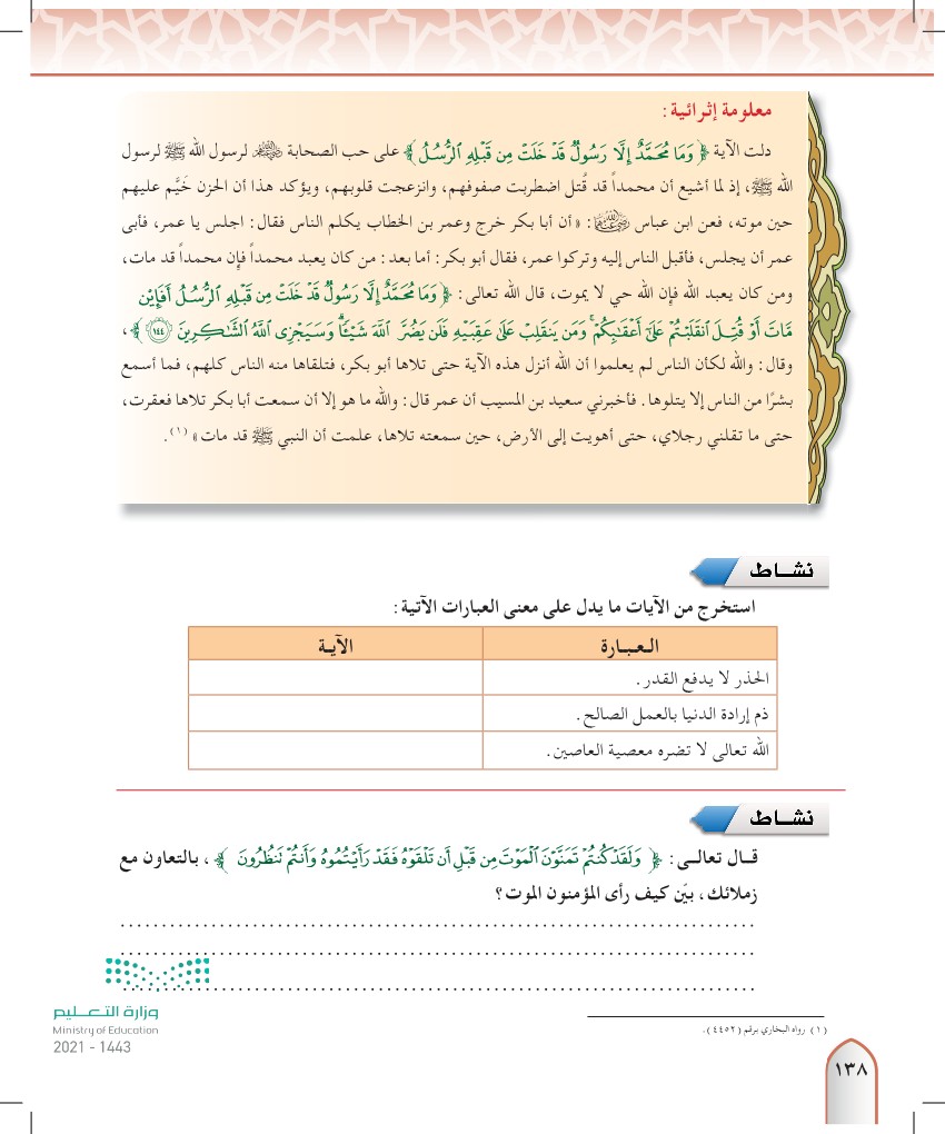 الدرس الثالث: تفسير سورة آل عمران من الآية (142) إلى الآية (145)
