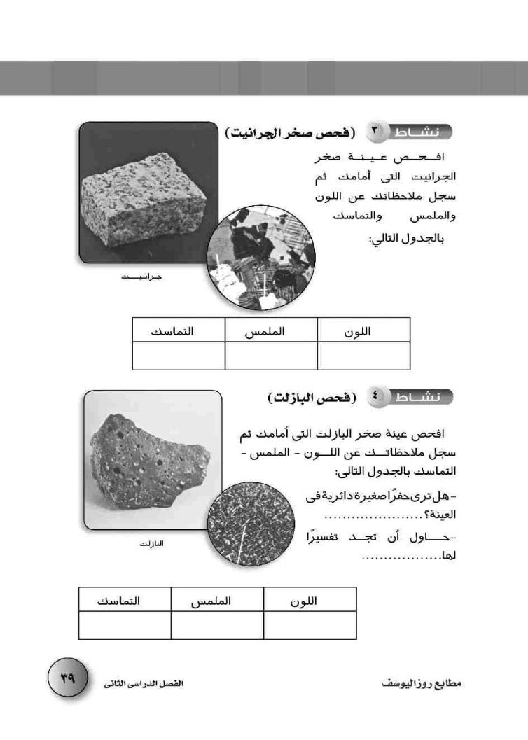 الدرس الثالث: الصخور والمعادن