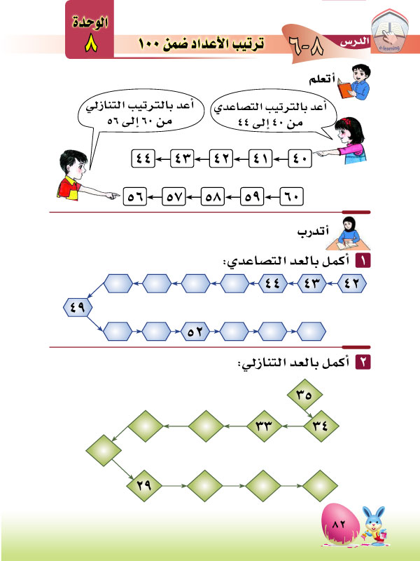 6-8 ترتيب الأعداد ضمن 100