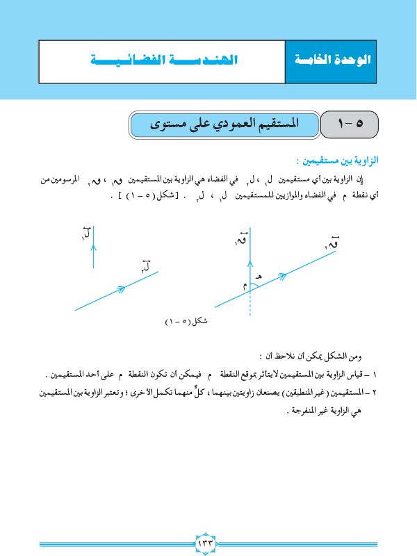 5-1 المستقيم العمودي على مستوى