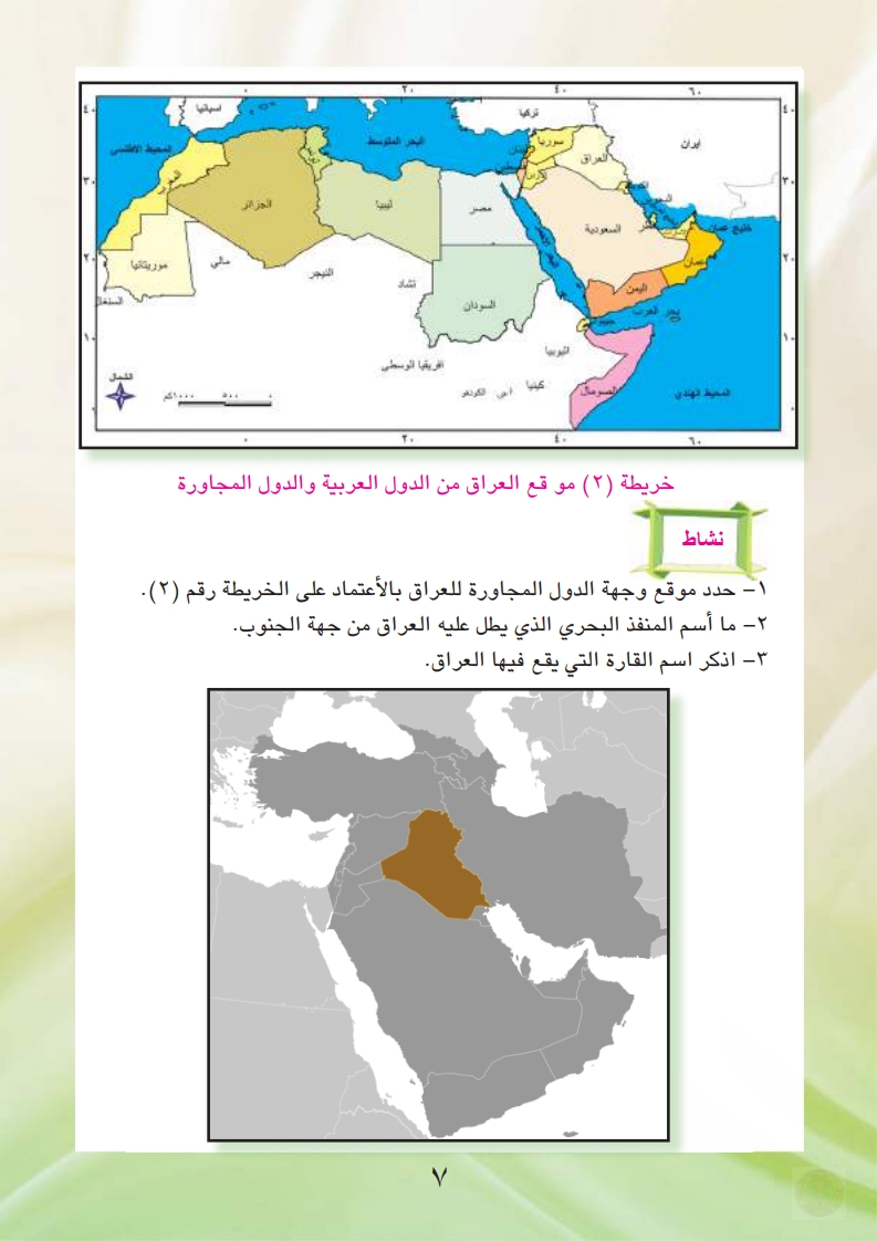 الفصل الأول: موقع وطننا العراق ( عالمياً , إقليمياً , محلياً)