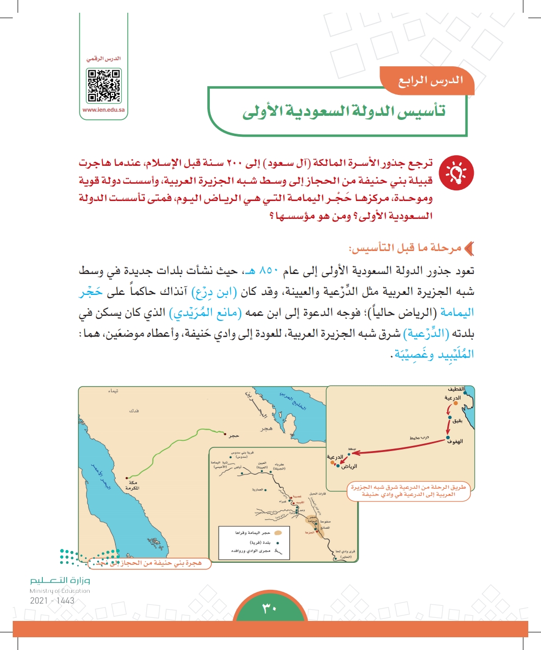 الدرس الرابع: تأسيس الدولة السعودية الأولى
