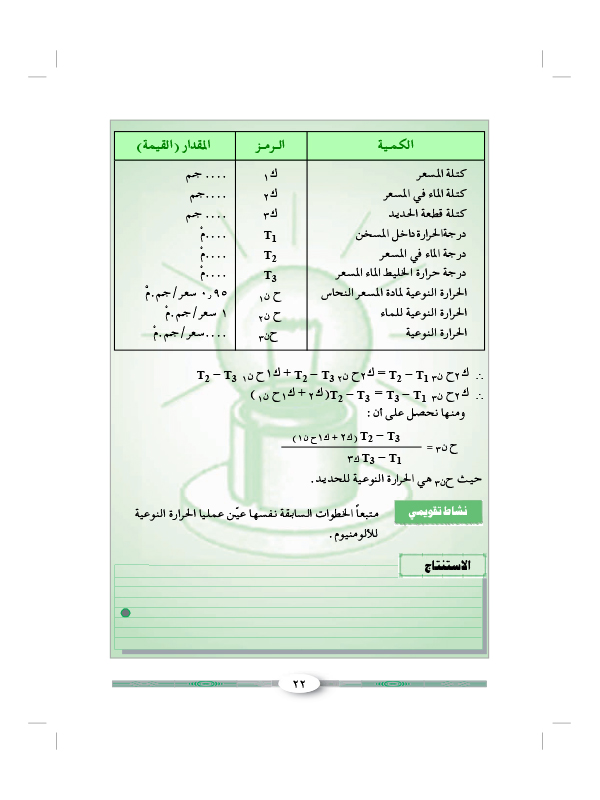 التجربة السابعة: تعيين الحرارة