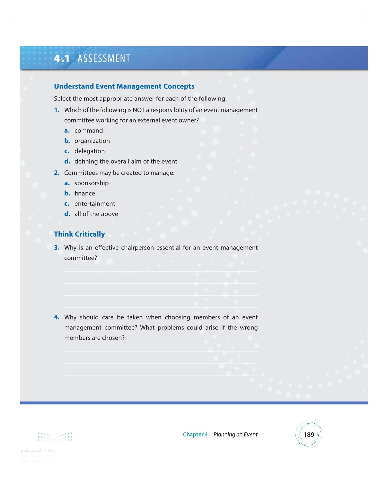 4.1 Establishing an Event Management Committee