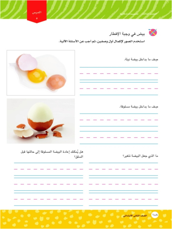 الدرس الخامس: بيض في وجبة الإفطار