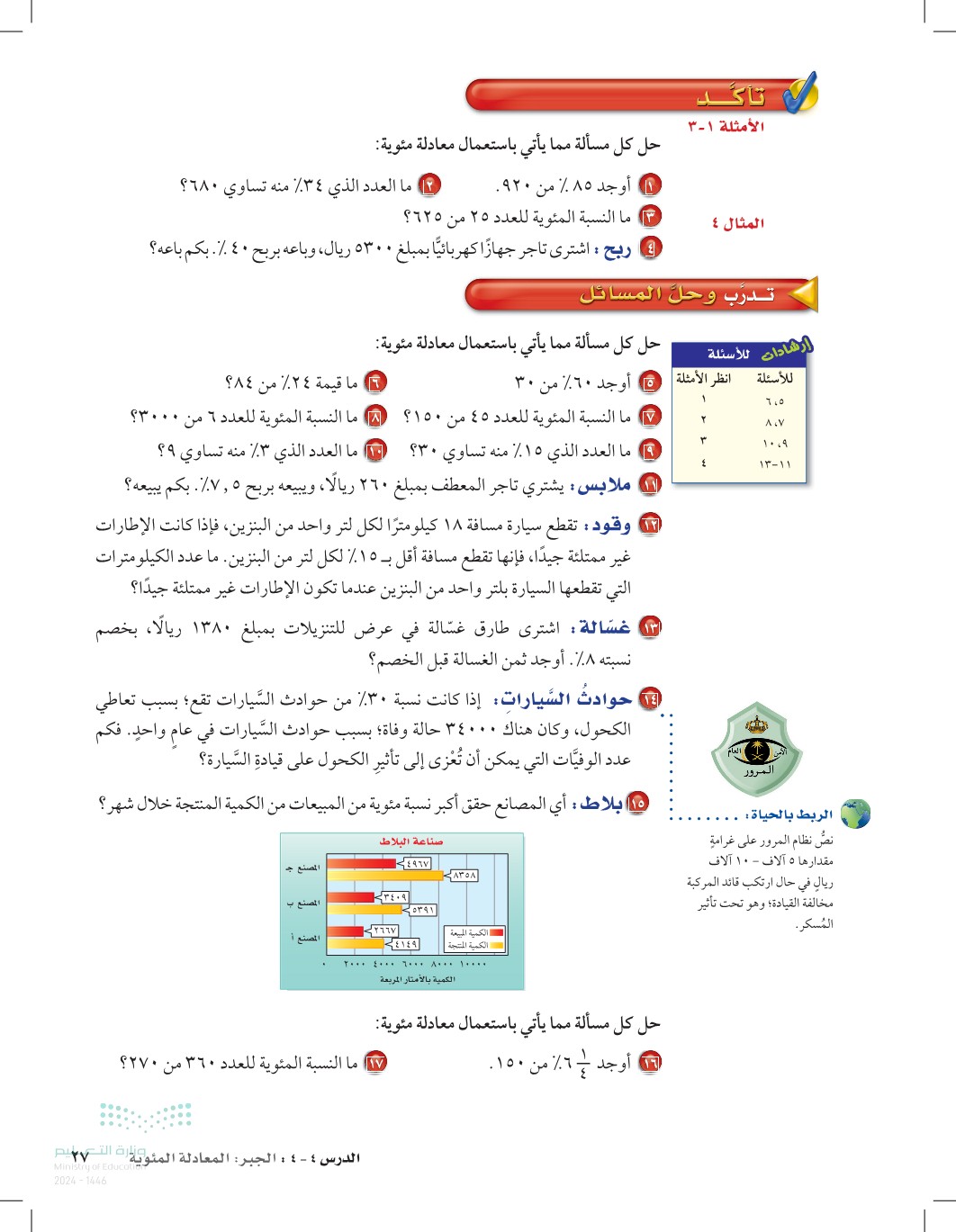 4-4 الجبر: المعادلة المئوية