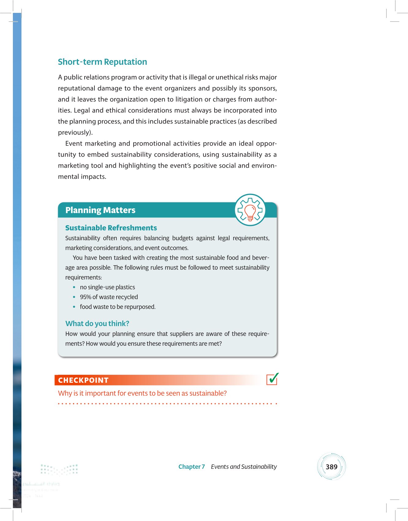 7.2 The Influence of Sustainability on Event Operations and Planning