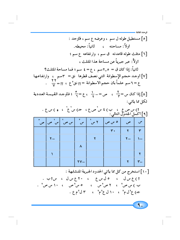 1-3 الحدود الجبرية