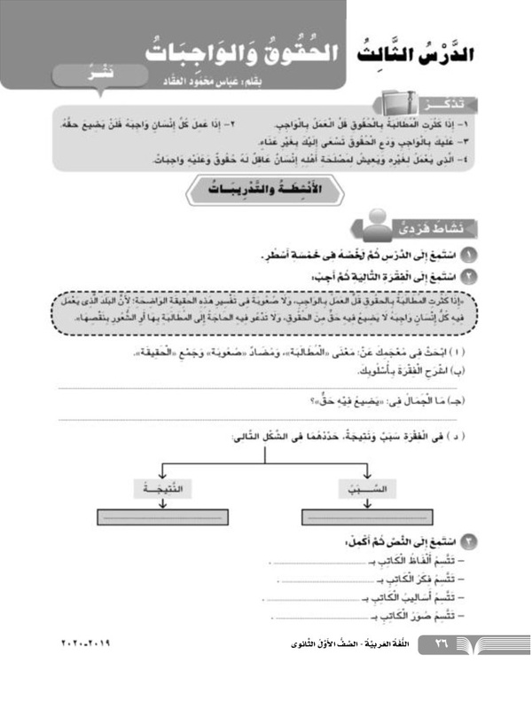 الدرس الثالث: الحقوق والواجبات (نثر) عباس محمود العقاد