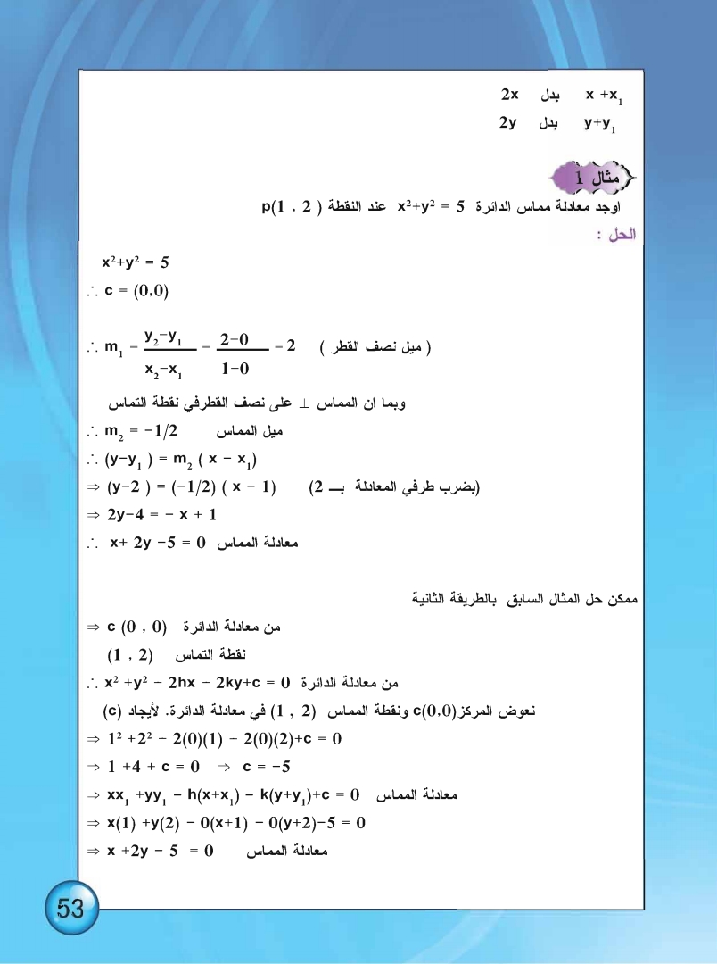 3-3 معادلة مماس الدائرة عند نقطة