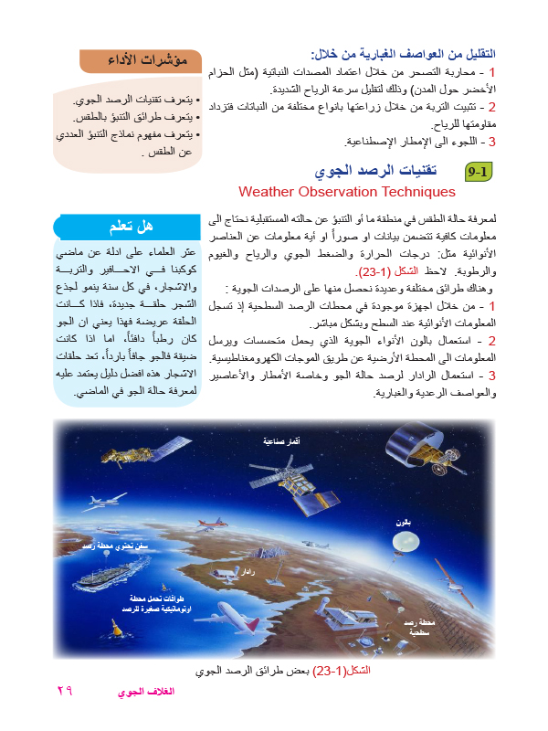 1-8 بعض أشكال الطقس القاسي ، 9-1 تقنيات الرصد الجوي