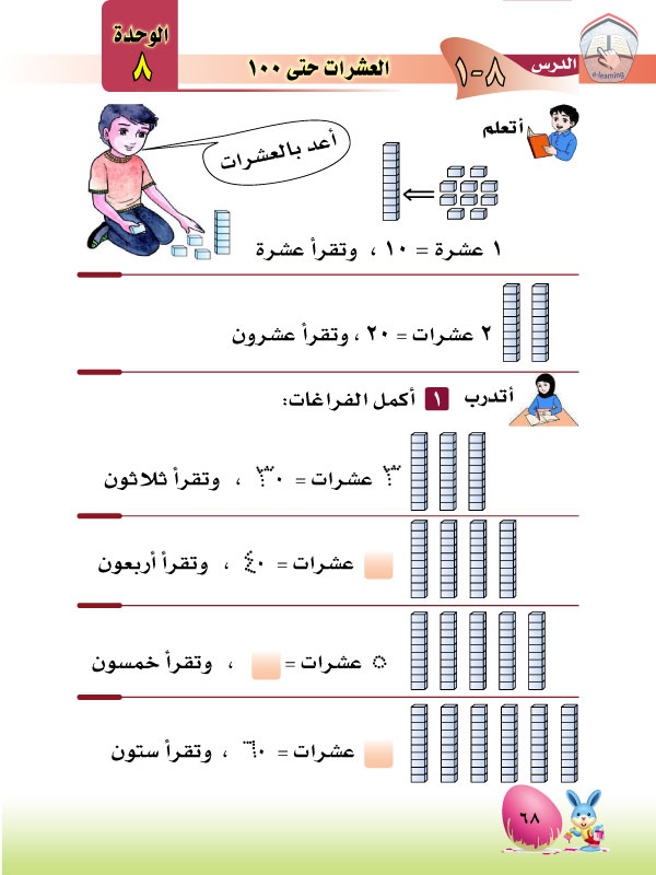 1-8 العشرات حتى 100