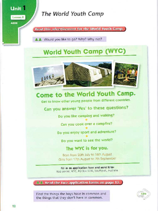 Lesson 8: the world youth camp