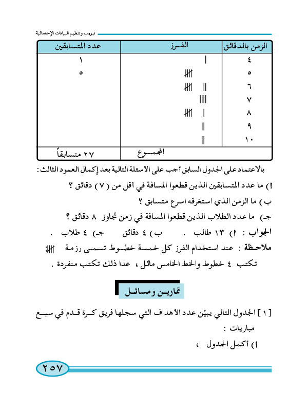 1-7 تبويب وتنظيم البيانات الإحصائية