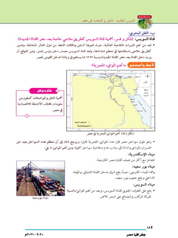 الدرس الثالث: النقل والتجارة في مصر