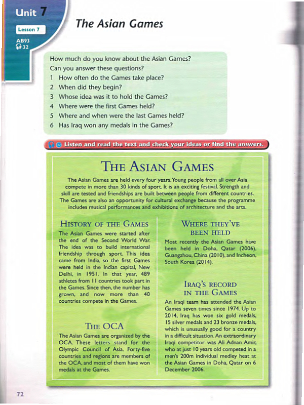 Lesson7: The Asian Games