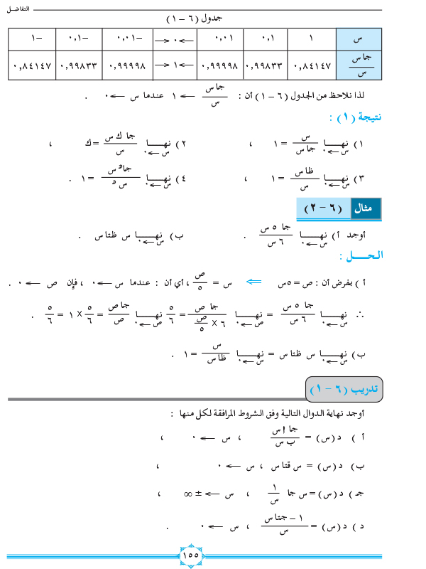 6-1 نهايات واتصال الدوال المثلثية