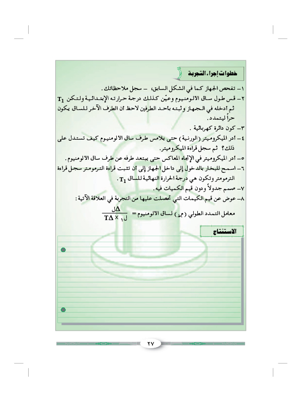 التجربة التاسعة: إيجاد معامل التمدد الطولي