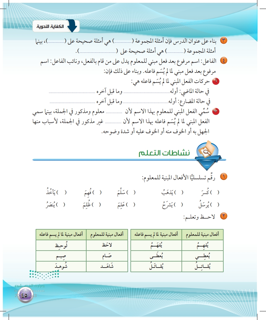 اختر كل اسم فاعل مما يلي