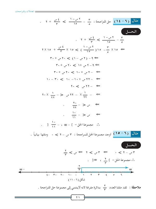 متراجحات الدرجة الأولى في متغير واحد