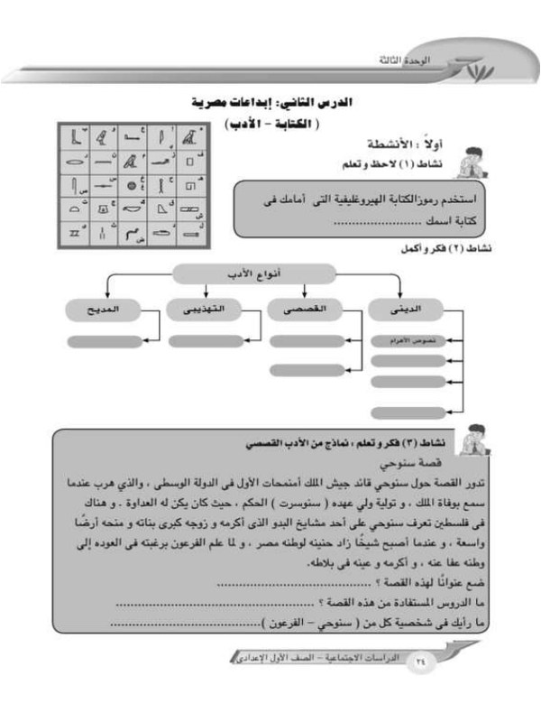 الدرس الثاني: إبداعات مصرية (الكتابة - الأدب)