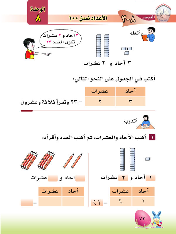 3-8 الأعداد ضمن 100