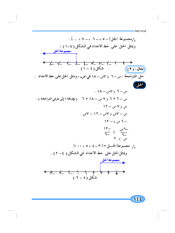 6-4 حل المتراجحات من الدرجة الأولى في متغير واحد