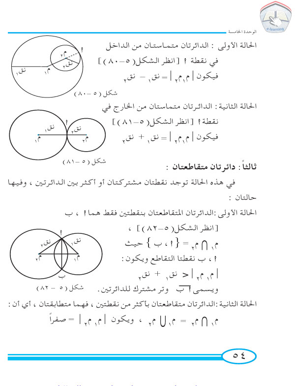 9-5 الأوضاع النسبية لدائرتين