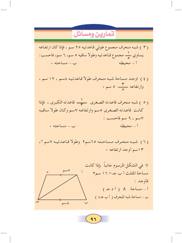 2:7 محيط ومساحة شبه المنحرف