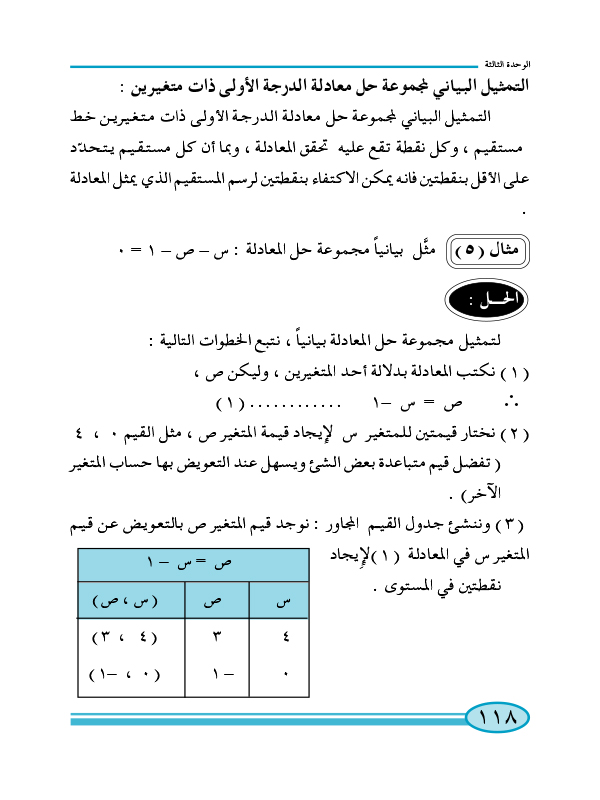 3-1 معادلة الدرجة الأولى ذات متغيرين