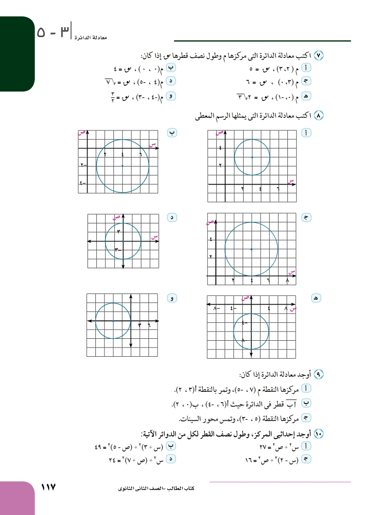 3-5: معادلة الدائرة