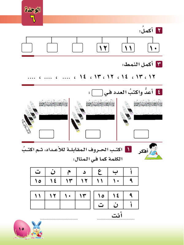 2-6 الأعداد 15,14,13