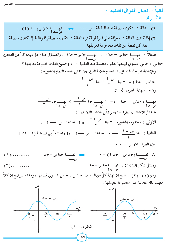 6-1 نهايات واتصال الدوال المثلثية